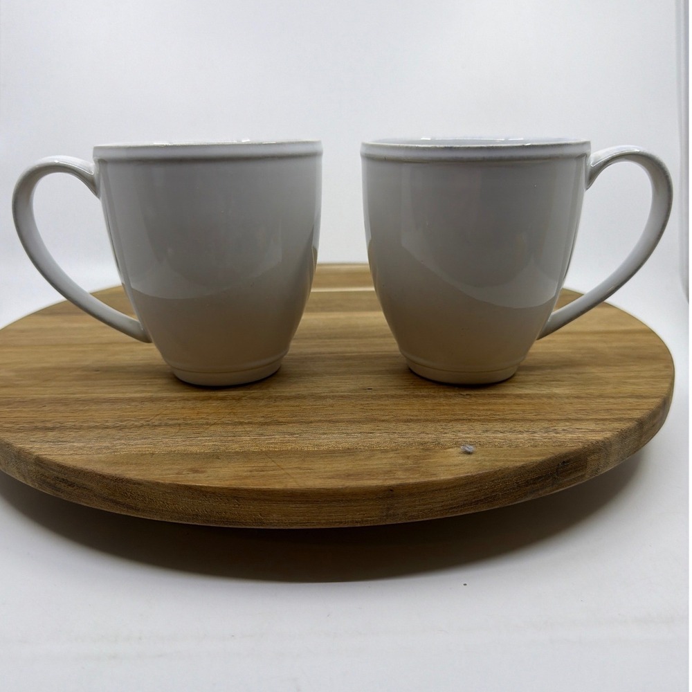 Costa Nova Portugal White Fine Stoneware Coffee Mugs Set of 2